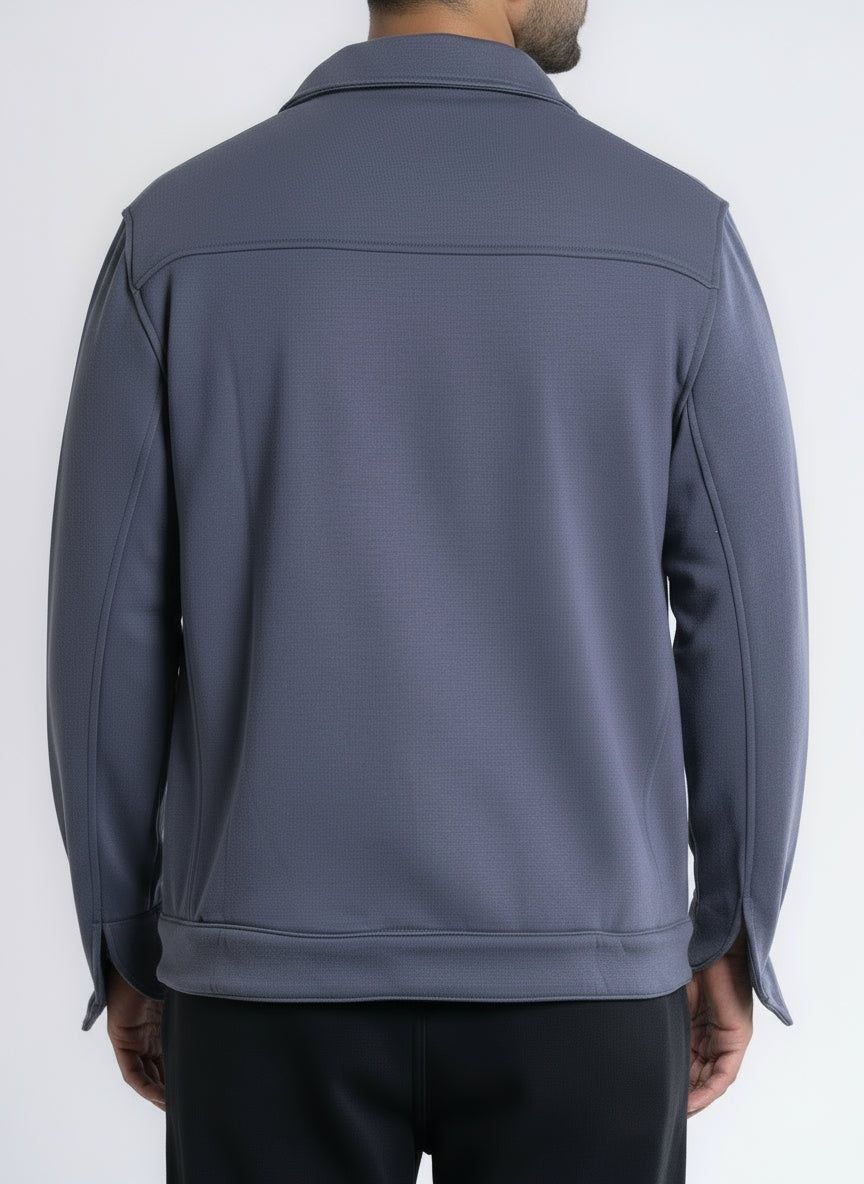 Button-up Cotton Shirt Jacket - Iron Gray