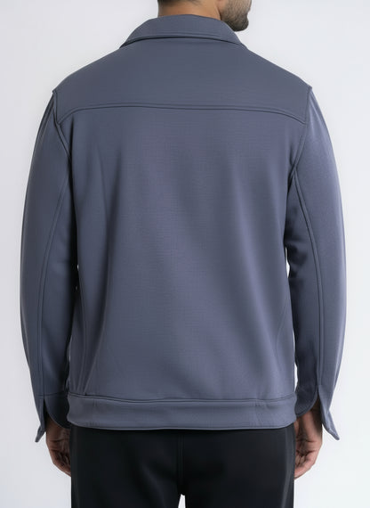 Button-up Cotton Shirt Jacket - Iron Gray