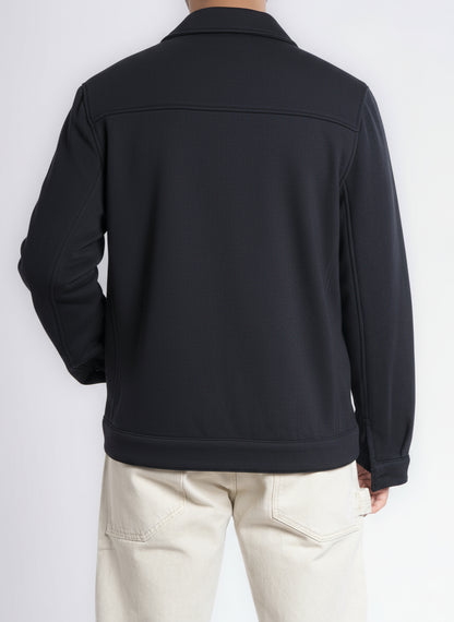 Button-up Cotton Shirt Jacket - Black